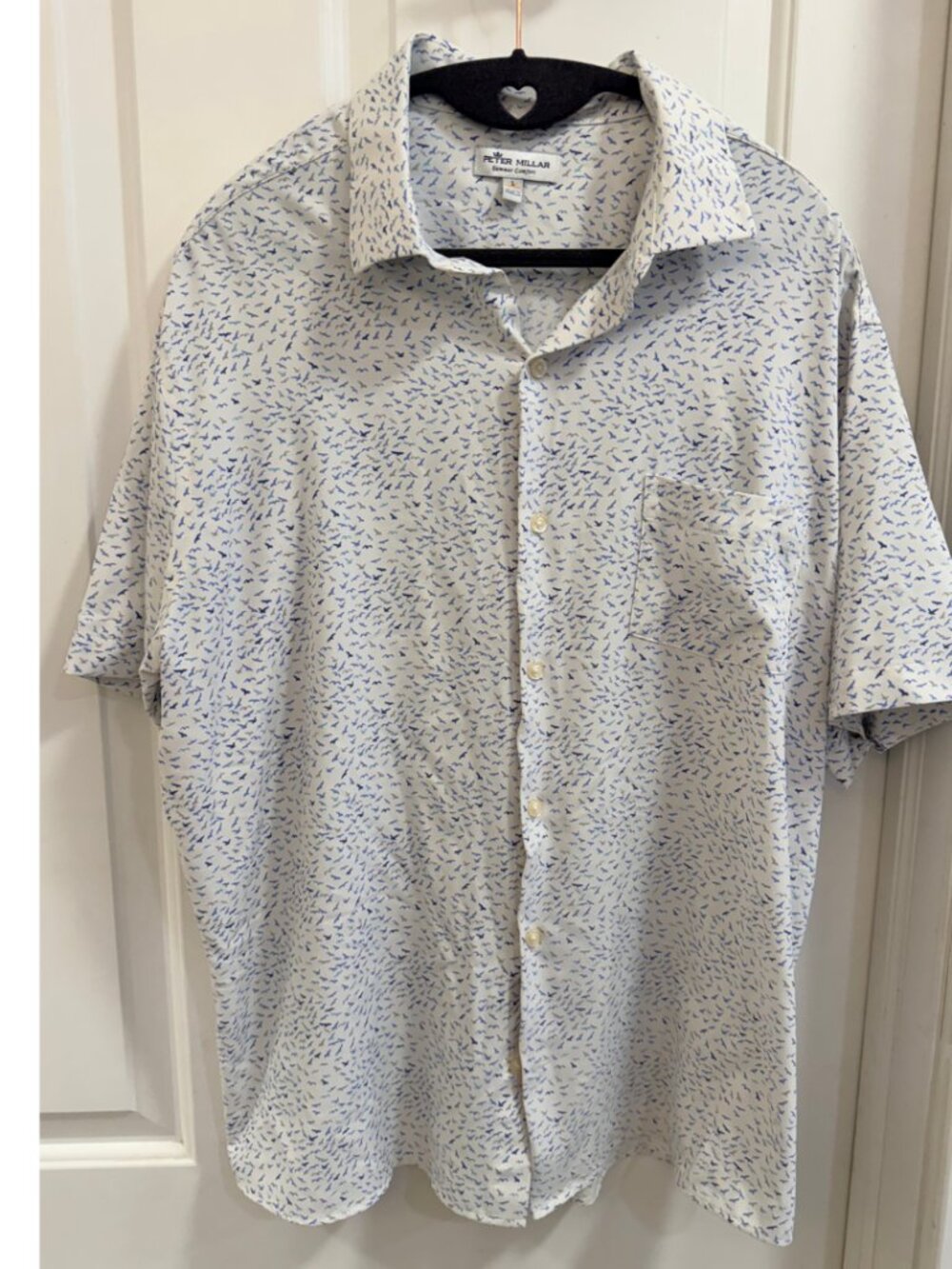 Peter Millar Summer Comfort Bird Print Golf Shirt Large